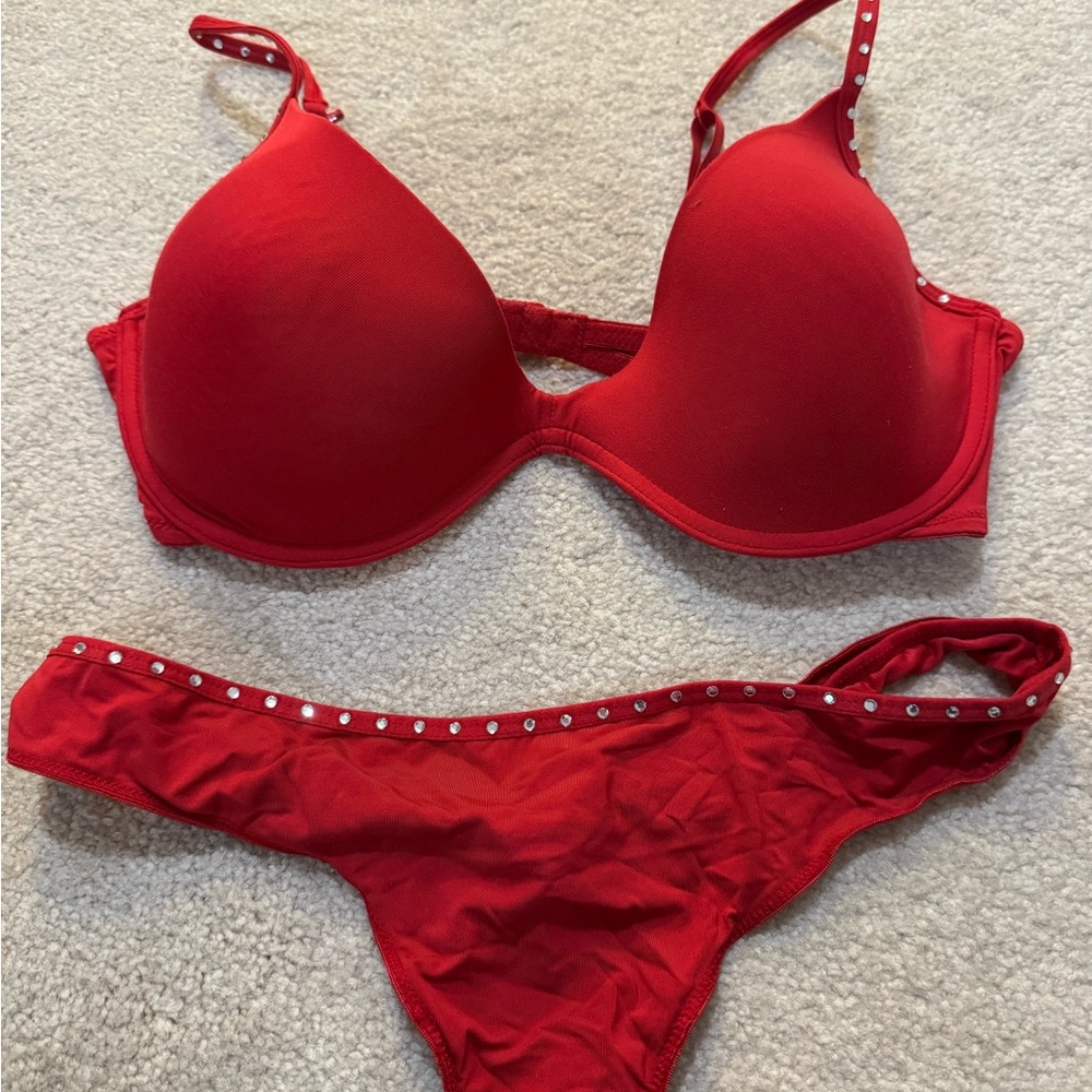 Candie's Red Stud-Trim Two-Piece Bikini Set